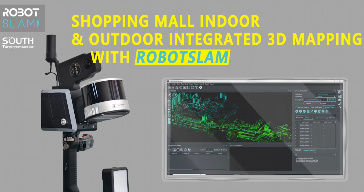 Shopping Mall Indoor & Outdoor Integrated 3D Mapping with RobotSLAM